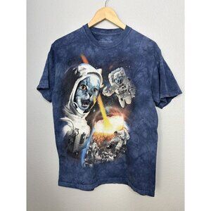 The Mountain 100% Cotton Blue SS Cataclysm Space Astronaut Cat Tee Shirt Medium